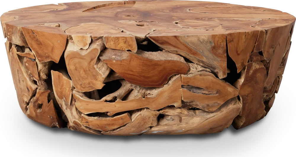 Onyx Teak Slice Solid Wood Coffee Table in Warm Teak - View 2