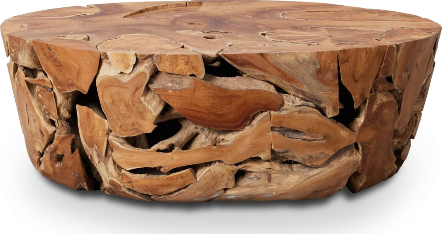 Onyx Teak Slice Solid Wood Coffee Table in Warm Teak - View 2