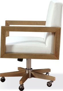 Onyx Wood Frame Home Office Chair in Solid Wood and White Canvas - View 2