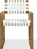 Onyx Woven Leather and Solid Wood Dining Arm Chair in White and Bisque