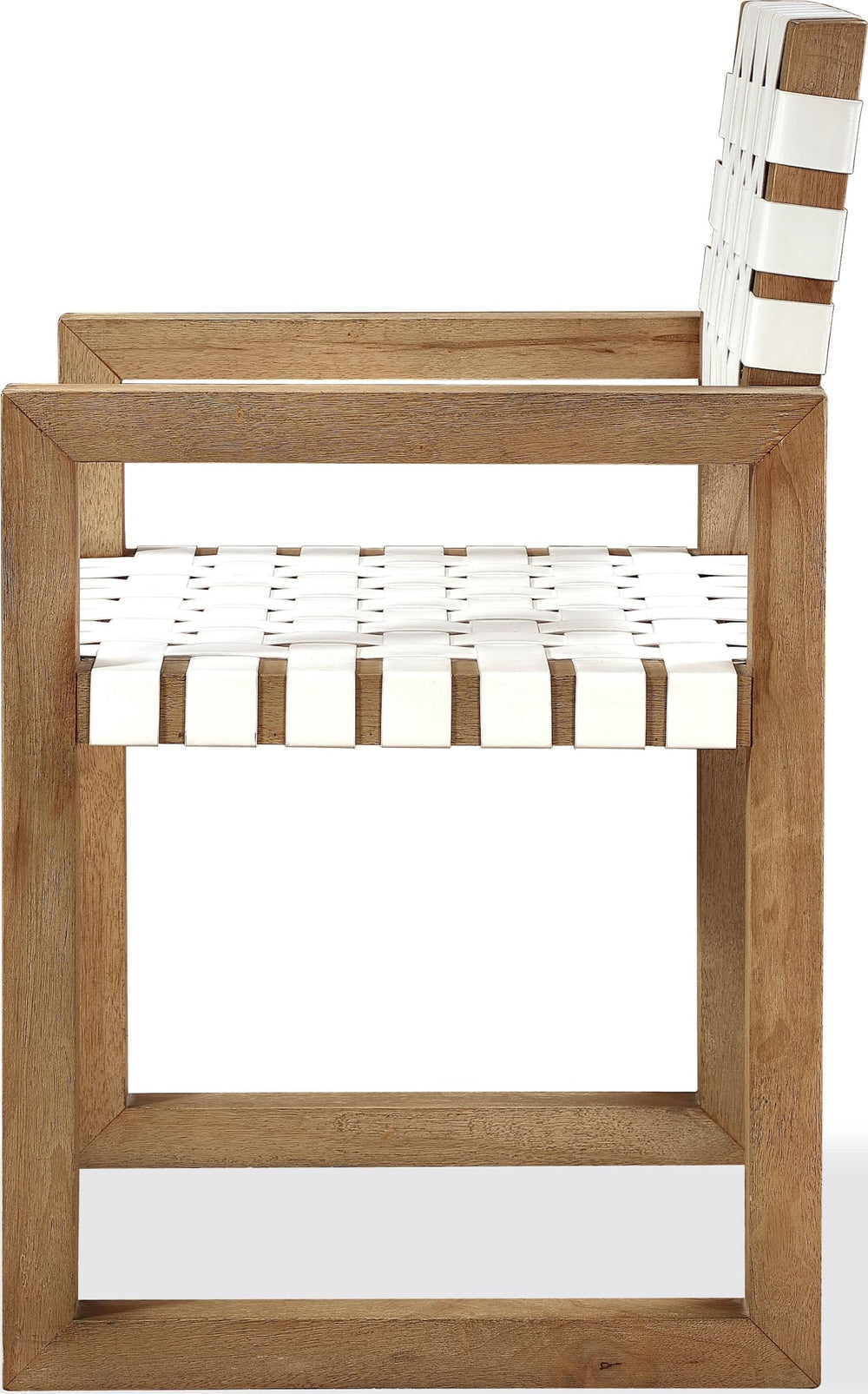 Onyx Woven Leather and Solid Wood Dining Arm Chair in White and Bisque - View 4