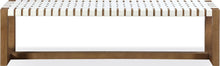 Onyx Woven Leather and Solid Wood Dining Bench in White and Bisque - View 2
