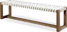 Onyx Woven Leather and Solid Wood Dining Bench in White and Bisque - View 3