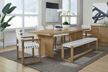 Onyx Woven Leather and Solid Wood Dining Bench in White and Bisque - View 5