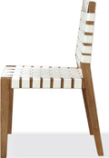 Onyx Woven Leather and Solid Wood Dining Side Chair in White and Bisque
