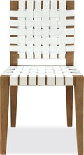 Onyx Woven Leather and Solid Wood Dining Side Chair in White and Bisque