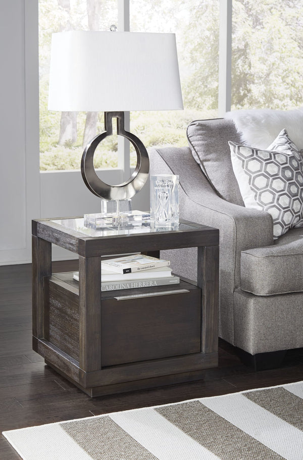 Ashi One Drawer End Table in Basalt Grey alternate view