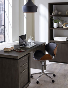 Ashley Single Pedestal Desk in Basalt Grey - View 3