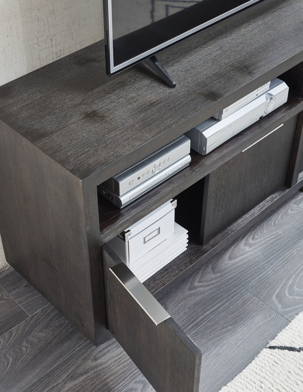 Ashley Solid Wood 74 inch Media Console in Basalt Grey - View 3