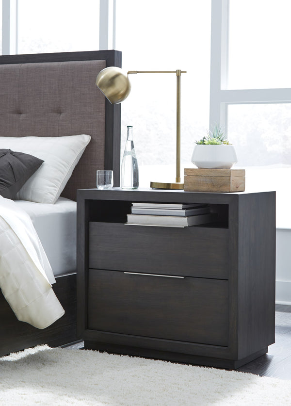 Ashi Two Drawer Nightstand in Basalt Grey alternate view