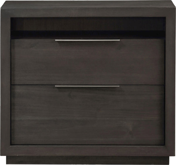 Ashi Two Drawer Nightstand in Basalt Grey
