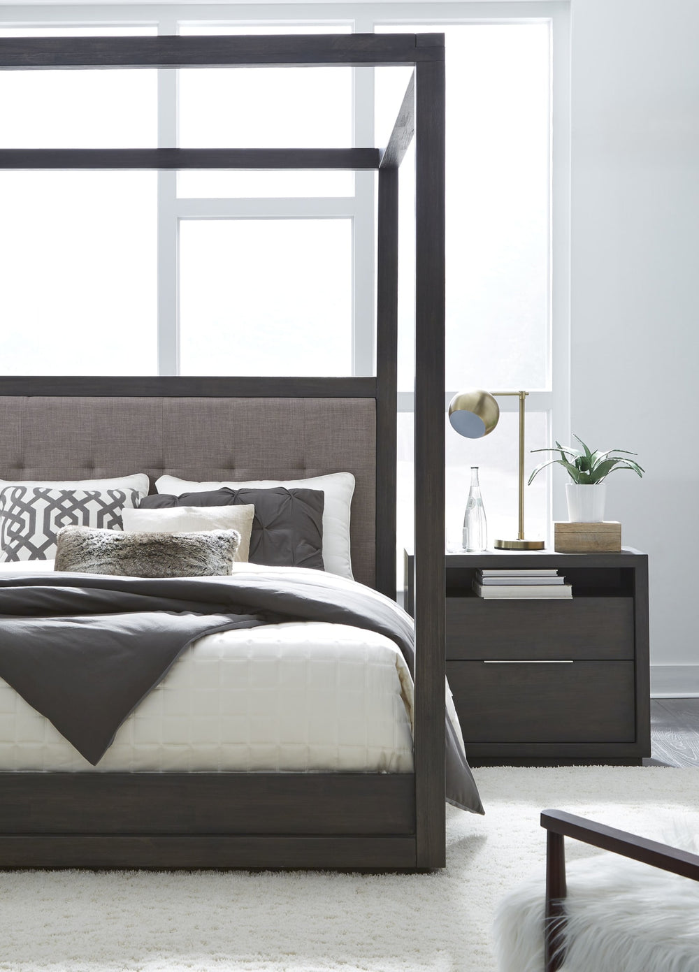 Ashley Upholstered Canopy Bed in Dolphin - View 3