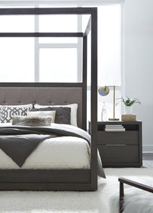 Ashley Upholstered Canopy Bed in Dolphin - View 3