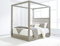 Ashi Upholstered Canopy Bed in Mineral