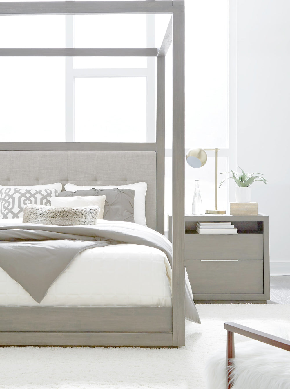 Ashley Upholstered Canopy Bed in Mineral - View 3