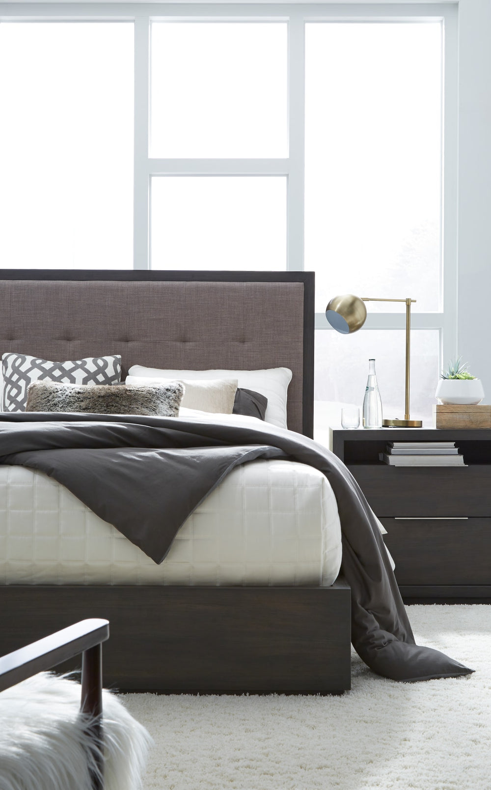 Ashley Upholstered Footboard Storage Bed in Dolphin - View 3