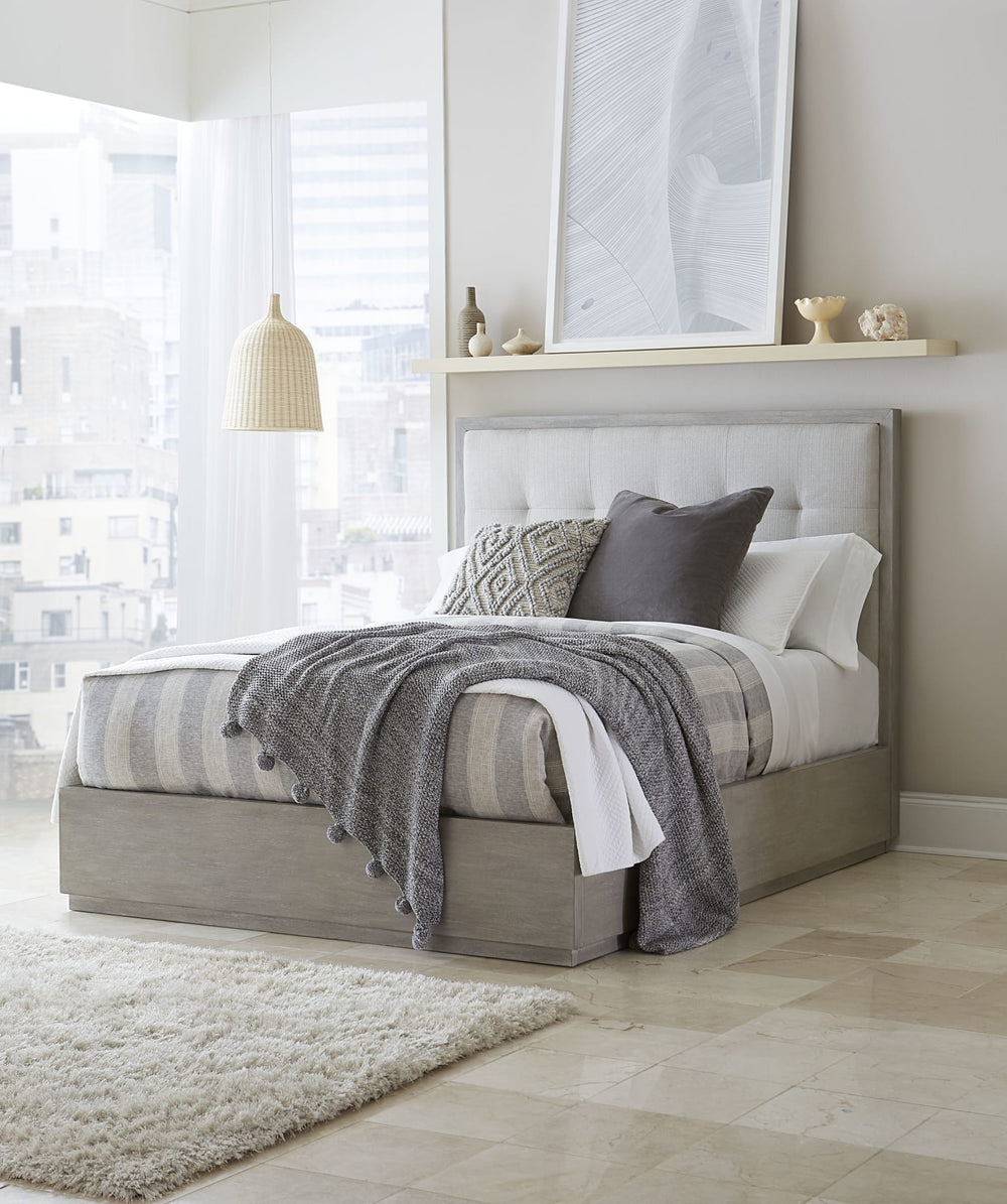 Ashley Upholstered Footboard Storage Bed in Mineral