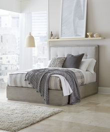 Ashley Upholstered Footboard Storage Bed in Mineral