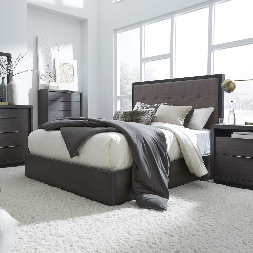 Ashley Upholstered Platform Bed in Dolphin
