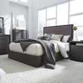 Ashi Upholstered Platform Bed in Dolphin