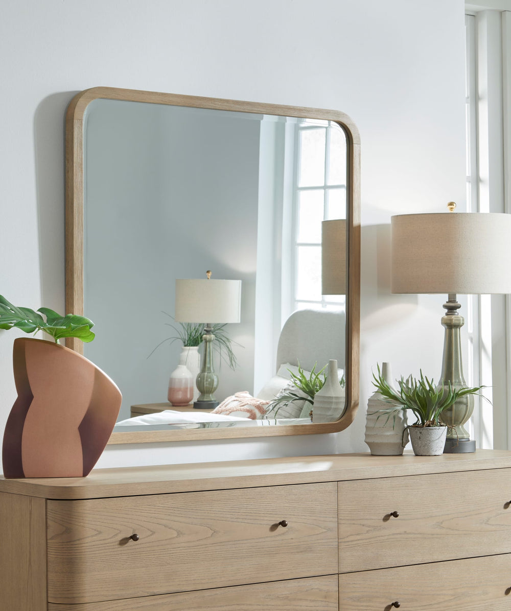 Pierson Beveled Glass Wall or Dresser Mirror in Buff Cream