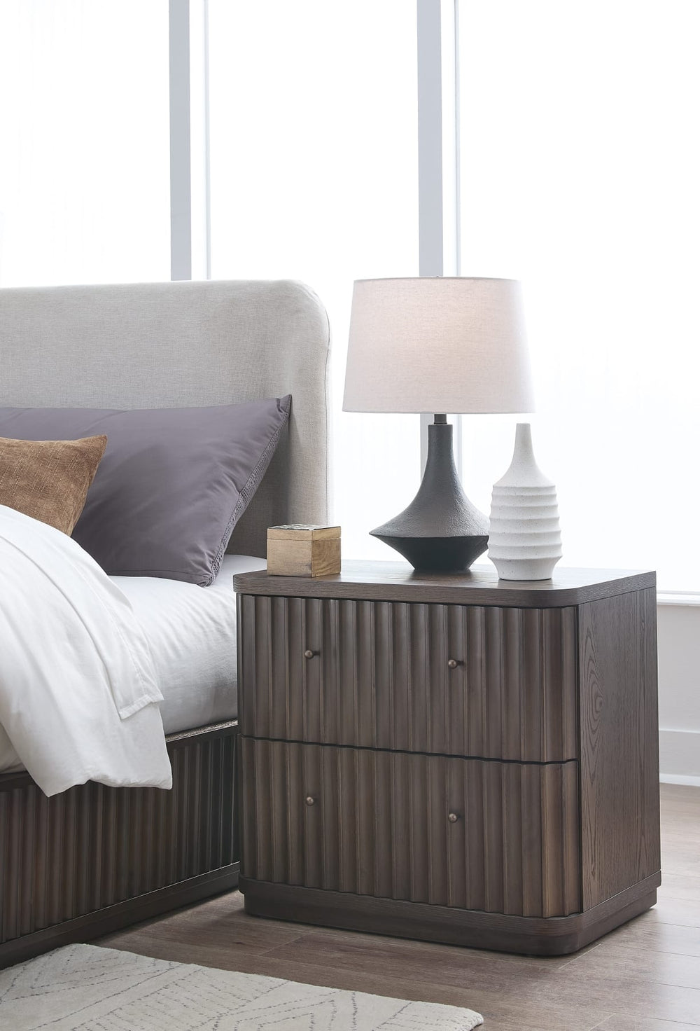 Pierson Fluted Nightstand - Chocolate Mousse