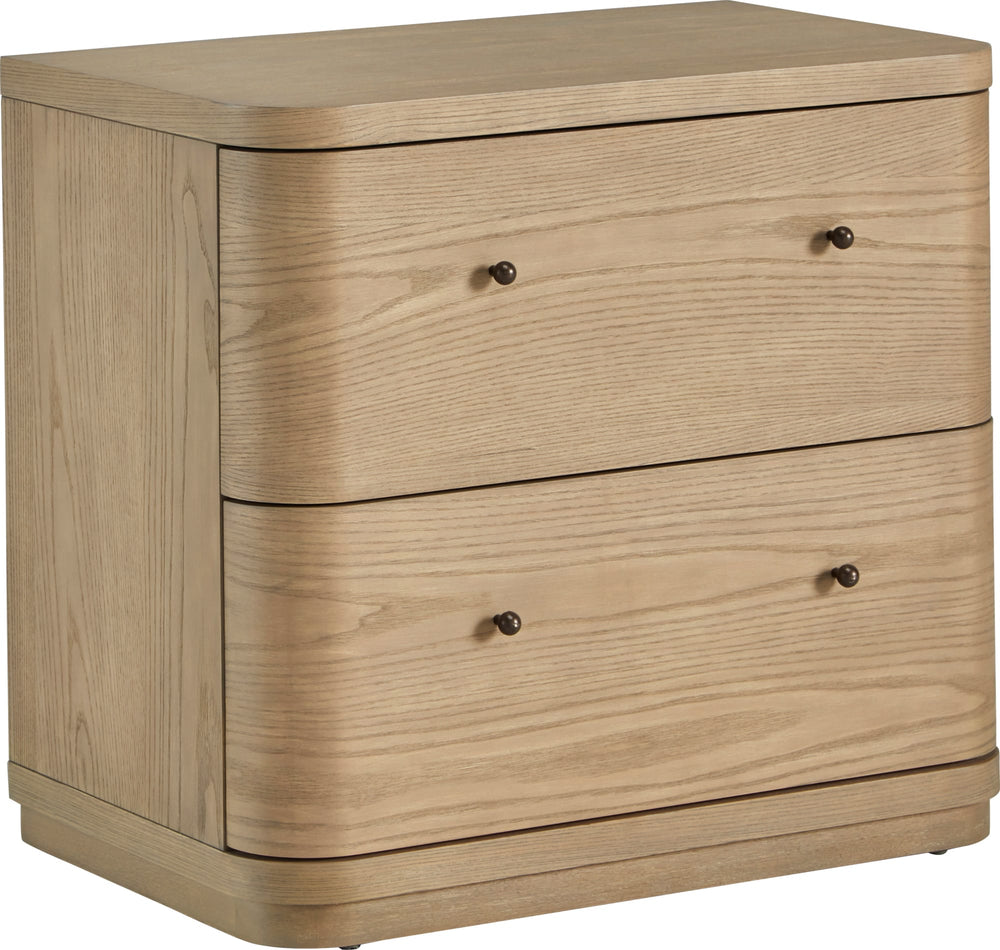 Pierson Two Drawer White Ash Nightstand in Buff Cream - View 2