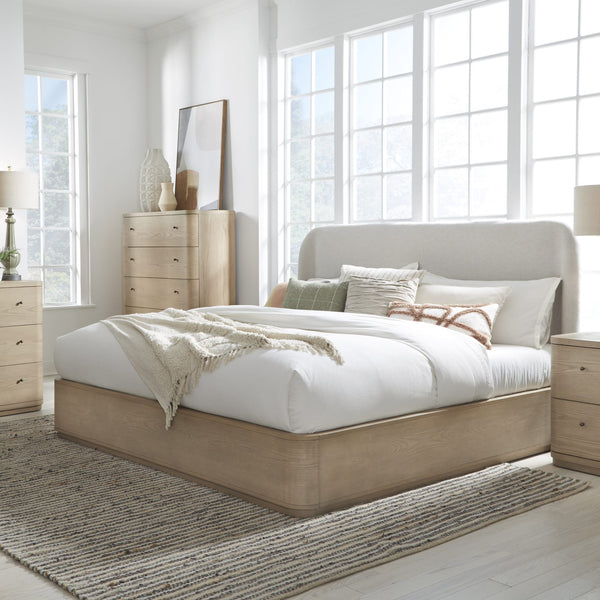 Pierson Upholstered Platform Bed in Buff Cream Ash and Oatmeal Linen alternate view