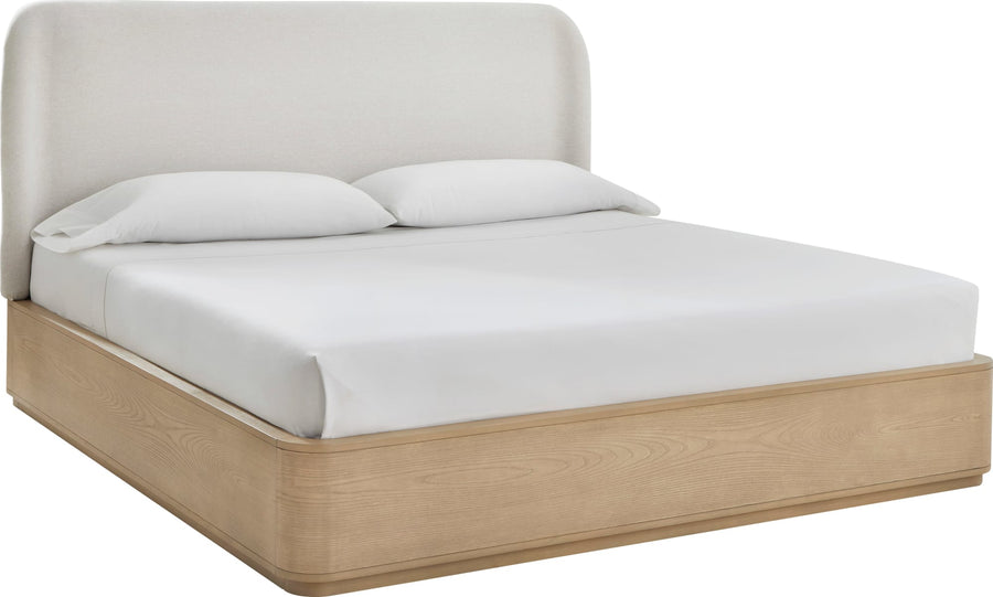 Pierson Upholstered Platform Bed in Buff Cream Ash and Oatmeal Linen - View 4