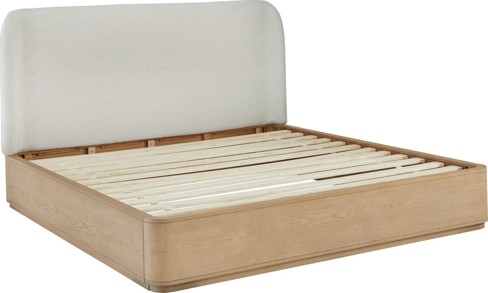 Pierson Upholstered Platform Bed in Buff Cream Ash and Oatmeal Linen - View 6