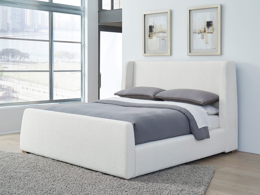 Presley Upholstered Wingback Platform Bed in Cottage Cheese Boucle - View 2