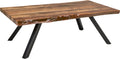 Riverside Live Edge Solid Wood Metal Leg Coffee Table in Natural Acacia