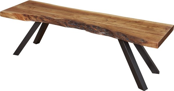 Riverside Live Edge Solid Wood Metal Leg Dining Bench in Natural Acacia