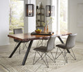 Riverside Live Edge Solid Wood Metal Leg Dining Table in Natural Acacia