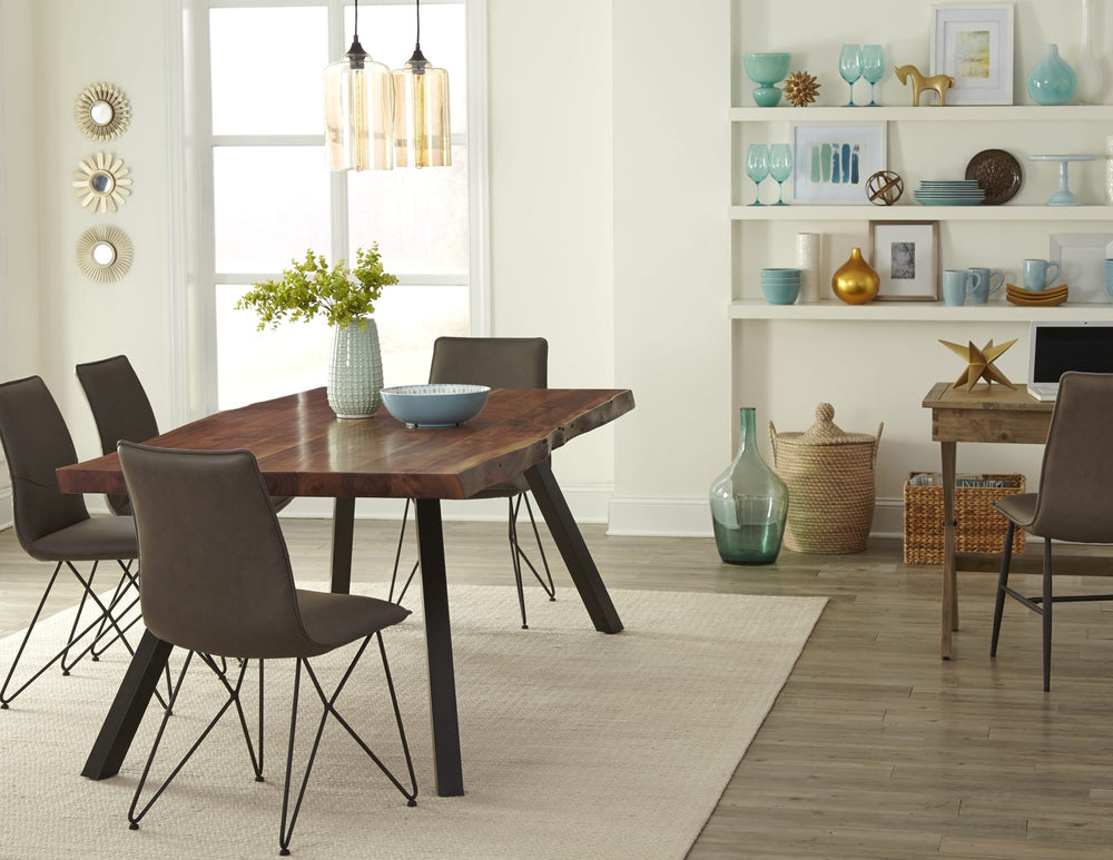 Riverside Live Edge Solid Wood Metal Leg Dining Table in Natural Acacia - View 3