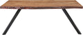 Riverside Live Edge Solid Wood Metal Leg Dining Table in Natural Acacia