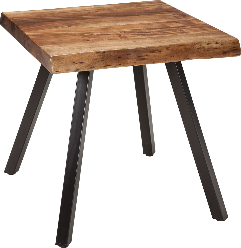 Riverside Live Edge Solid Wood Metal Leg End Table in Natural Acacia - View 2