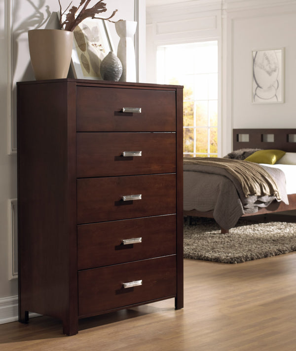 Riva Five Drawer Chest in Chocolate Brown alternate view
