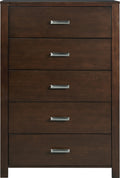 Riva Five Drawer Chest in Chocolate Brown