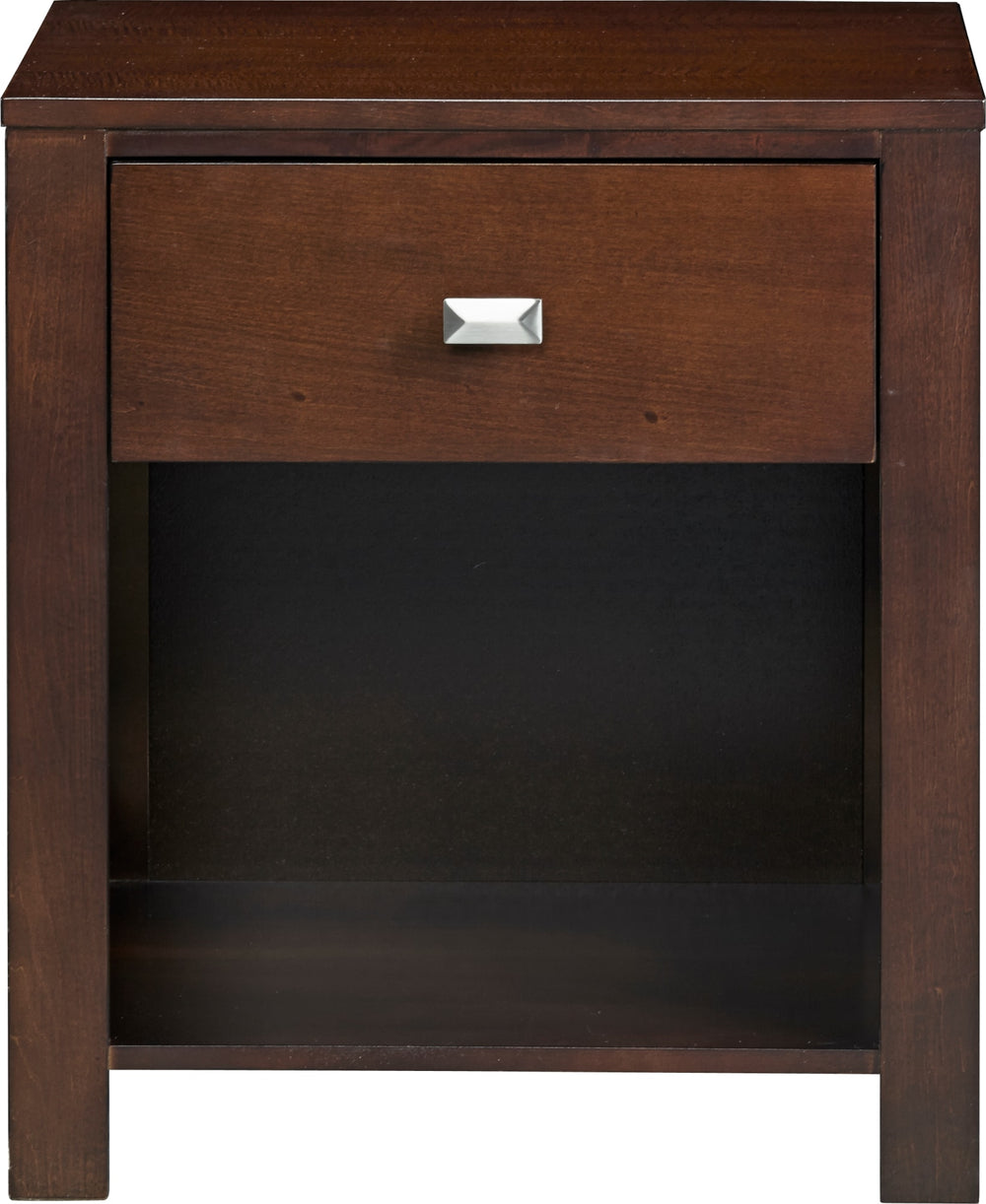 Riva One Drawer Nightstand in Chocolate Brown - View 4