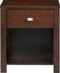 Riva One Drawer Nightstand in Chocolate Brown
