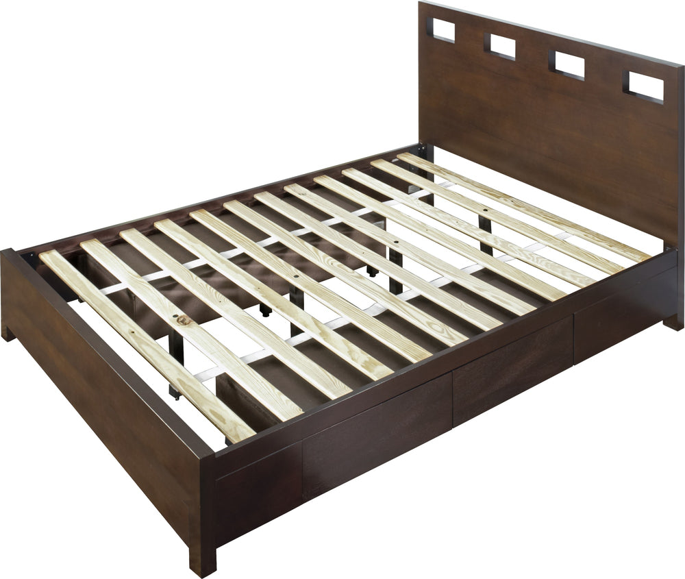 Riva Wood Storage Bed in Chocolate Brown - View 6