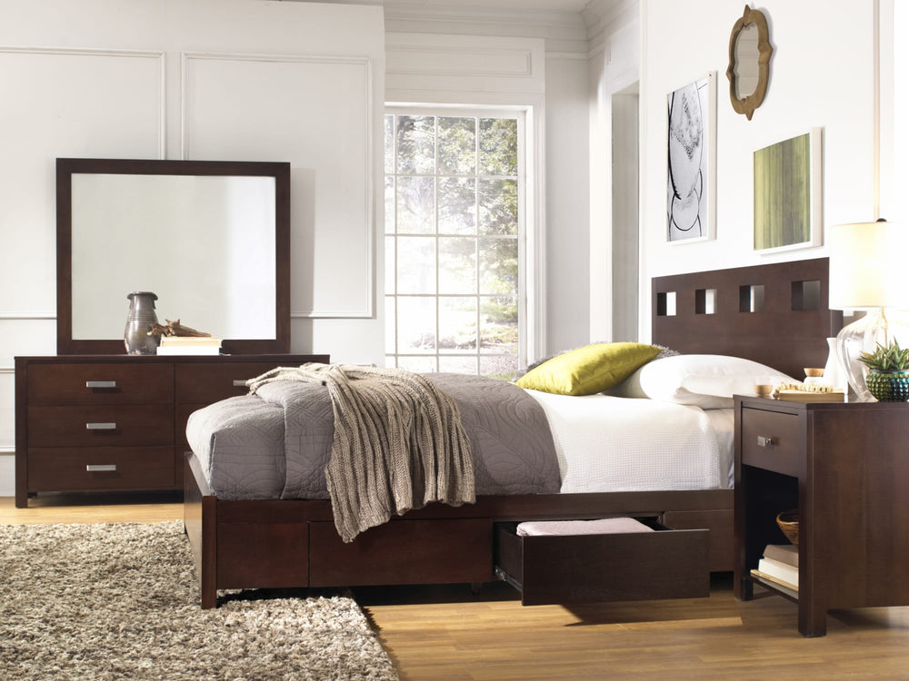 Riva Wood Storage Bed in Chocolate Brown - View 8