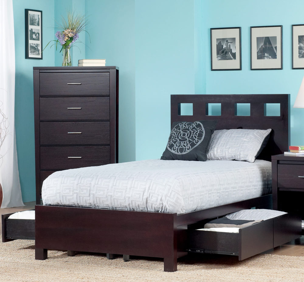 Riva Wood Storage Bed in Espresso - View 2