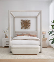 Rockford Upholstered Canopy Bed in Turtle Dove Linen (2026) - View 2