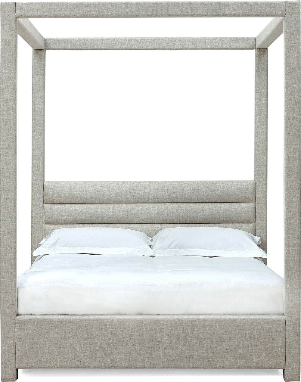 Rockford Upholstered Canopy Bed in Turtle Dove Linen (2026) - View 6