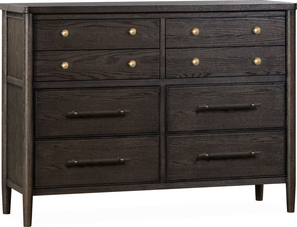 Ridgewood Eight Drawer Oak Wood Dresser in Yin - View 5
