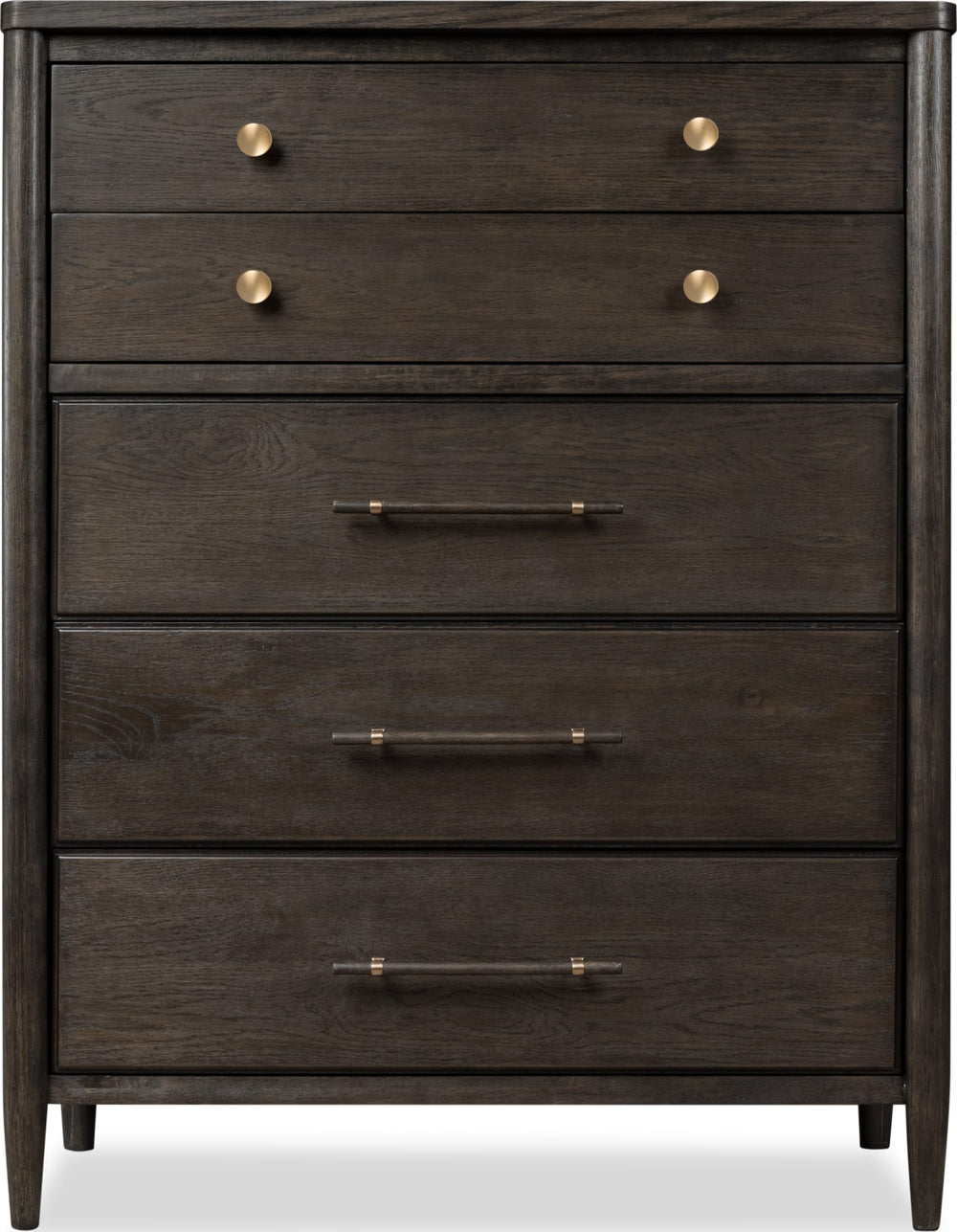 Ridgewood Five Drawer Oak Wood Chest in Yin - View 4
