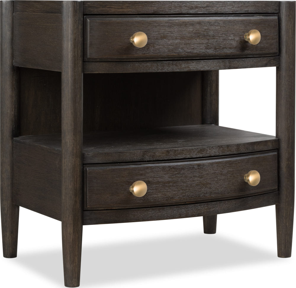 Ridgewood Two Drawer One Shelf Oak Wood Nightstand in Yin - View 4