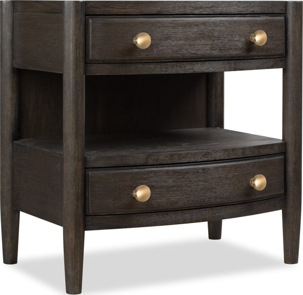Ridgewood Two Drawer One Shelf Oak Wood Nightstand in Yin alternate view